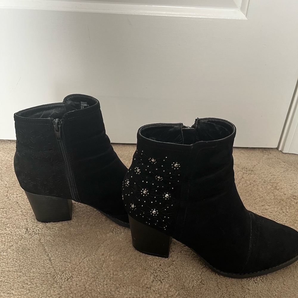 Bahati Black Ankle Boots with Embellishments